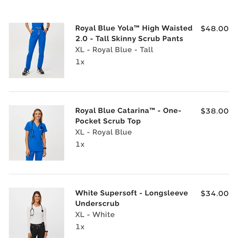 Figs Royal Blue Skinny Scrub Pants and top pants nwt